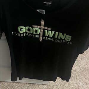 Black Graphic T-Shirt with Green Text